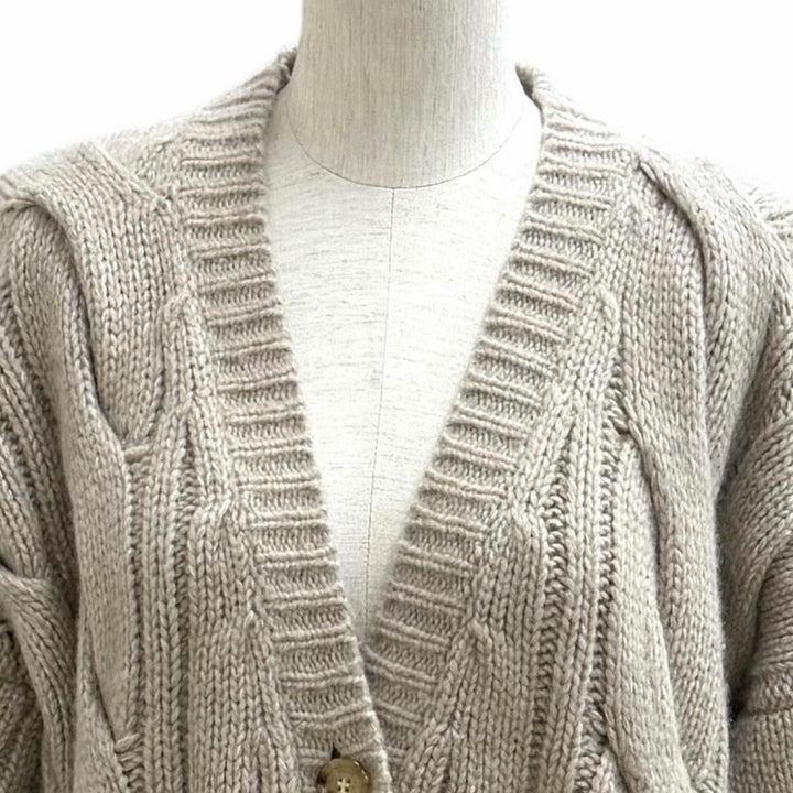 Excellent CELINE cardigan Logo Button Cable Knit Sweater cashmere XS 2AJ36086U
