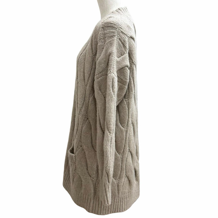 Excellent CELINE cardigan Logo Button Cable Knit Sweater cashmere XS 2AJ36086U