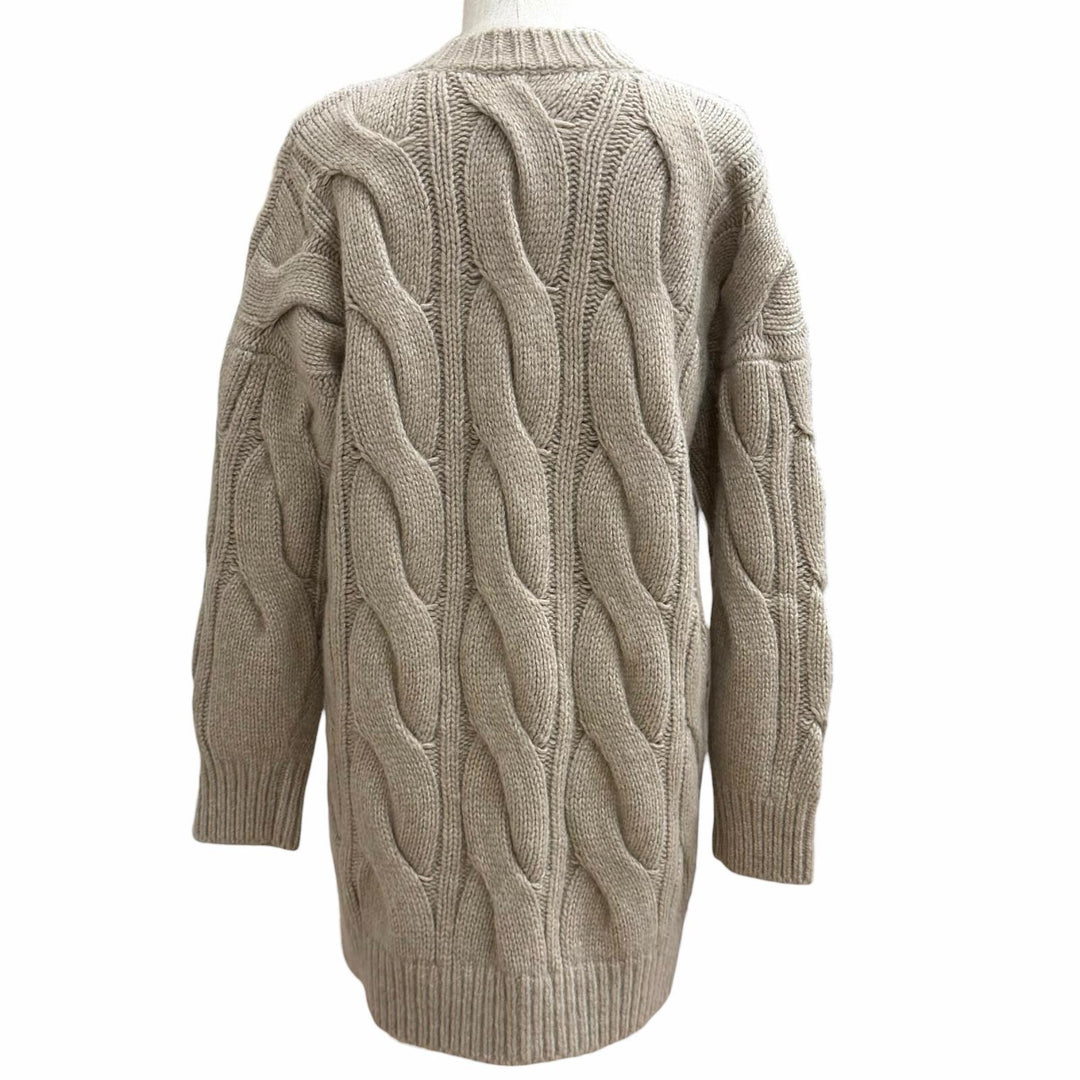 Excellent CELINE cardigan Logo Button Cable Knit Sweater cashmere XS 2AJ36086U