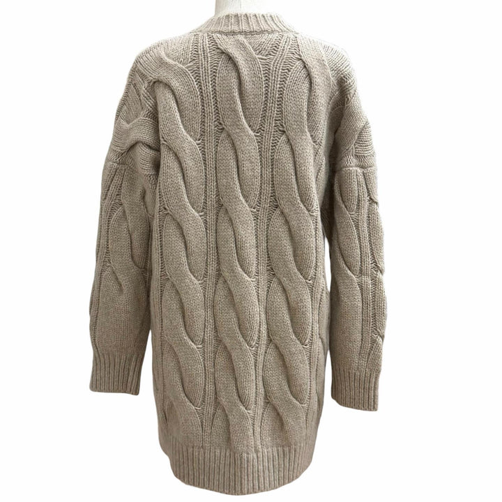 Excellent CELINE cardigan Logo Button Cable Knit Sweater cashmere XS 2AJ36086U