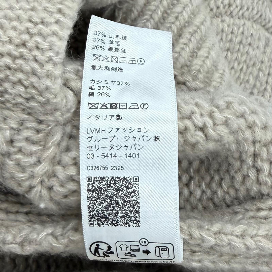 Excellent CELINE cardigan Logo Button Cable Knit Sweater cashmere XS 2AJ36086U