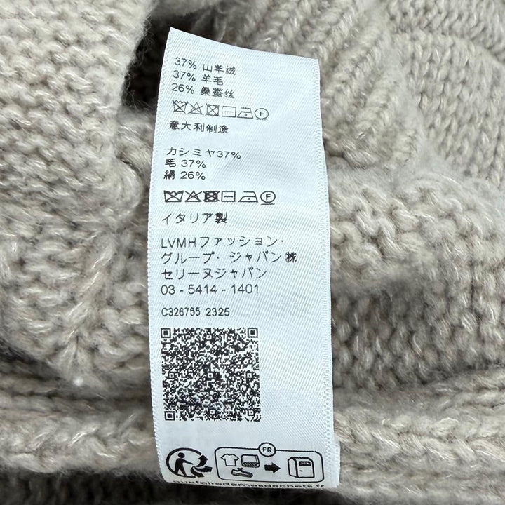 Excellent CELINE cardigan Logo Button Cable Knit Sweater cashmere XS 2AJ36086U