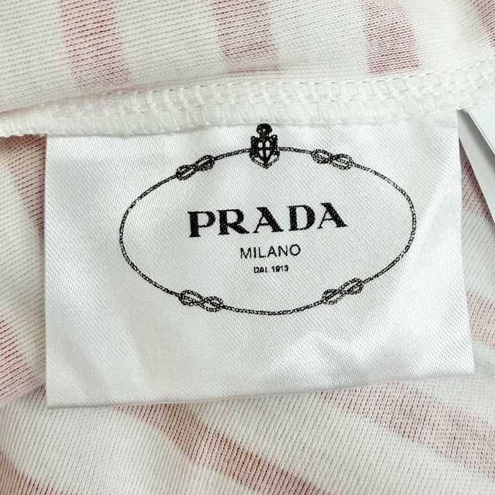 Pristine PRADA Short sleeve T-shirt Triangle Logo Border Red XS 3590A S221 103D
