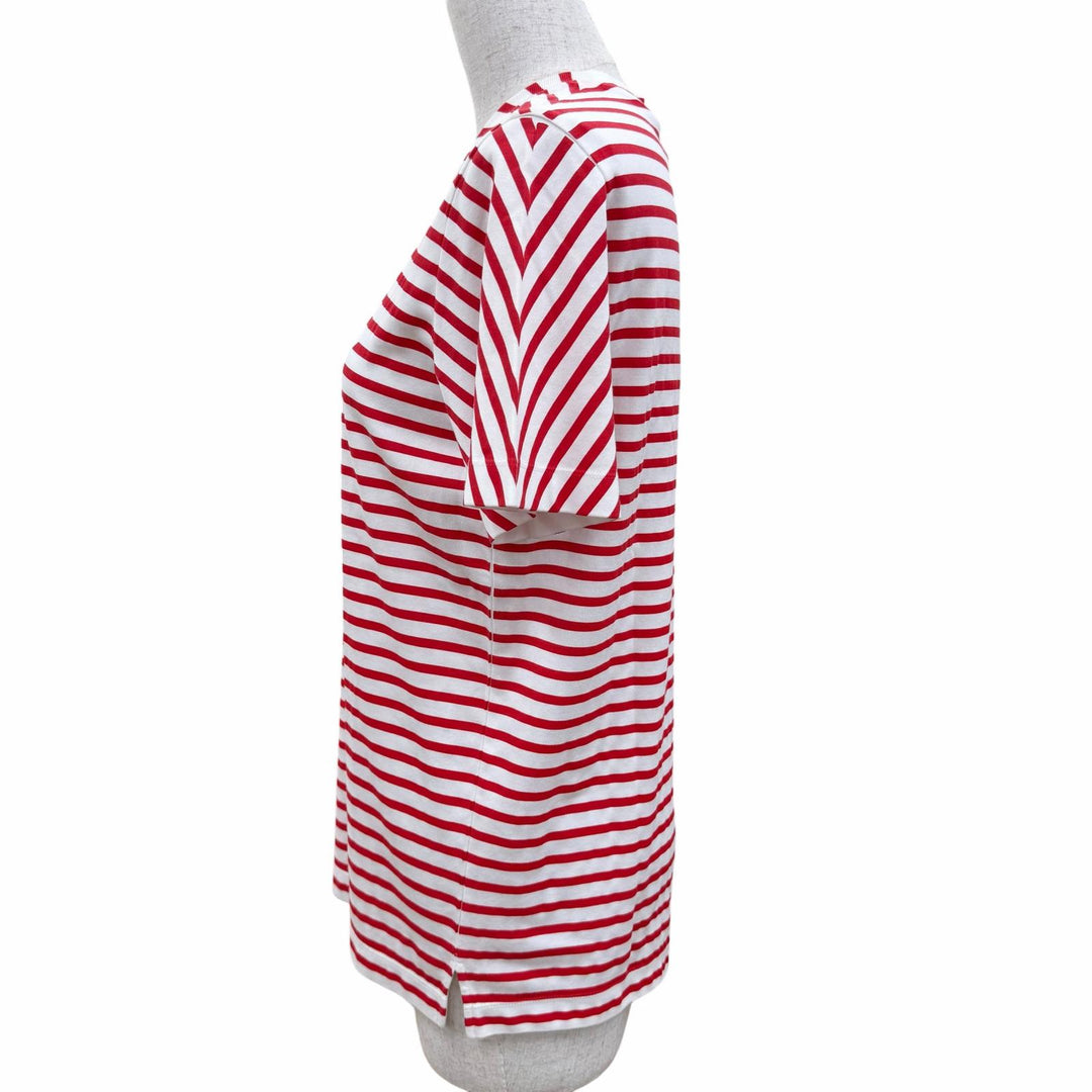Pristine PRADA Short sleeve T-shirt Triangle Logo Border Crew Neck Red Women S