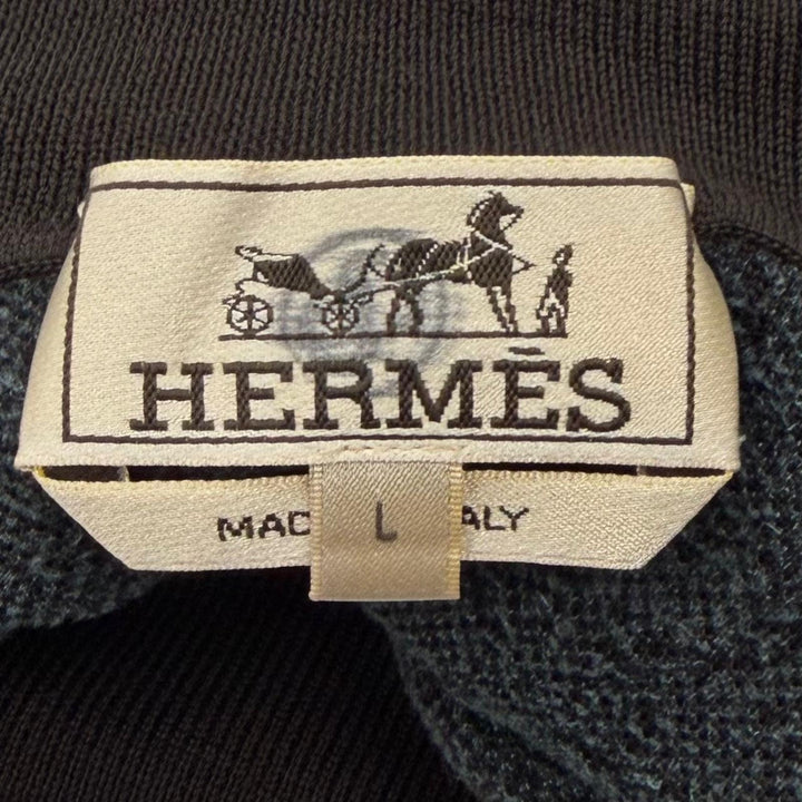 Excellent HERMES sweater Turtleneck knit Dark brown wool mens L