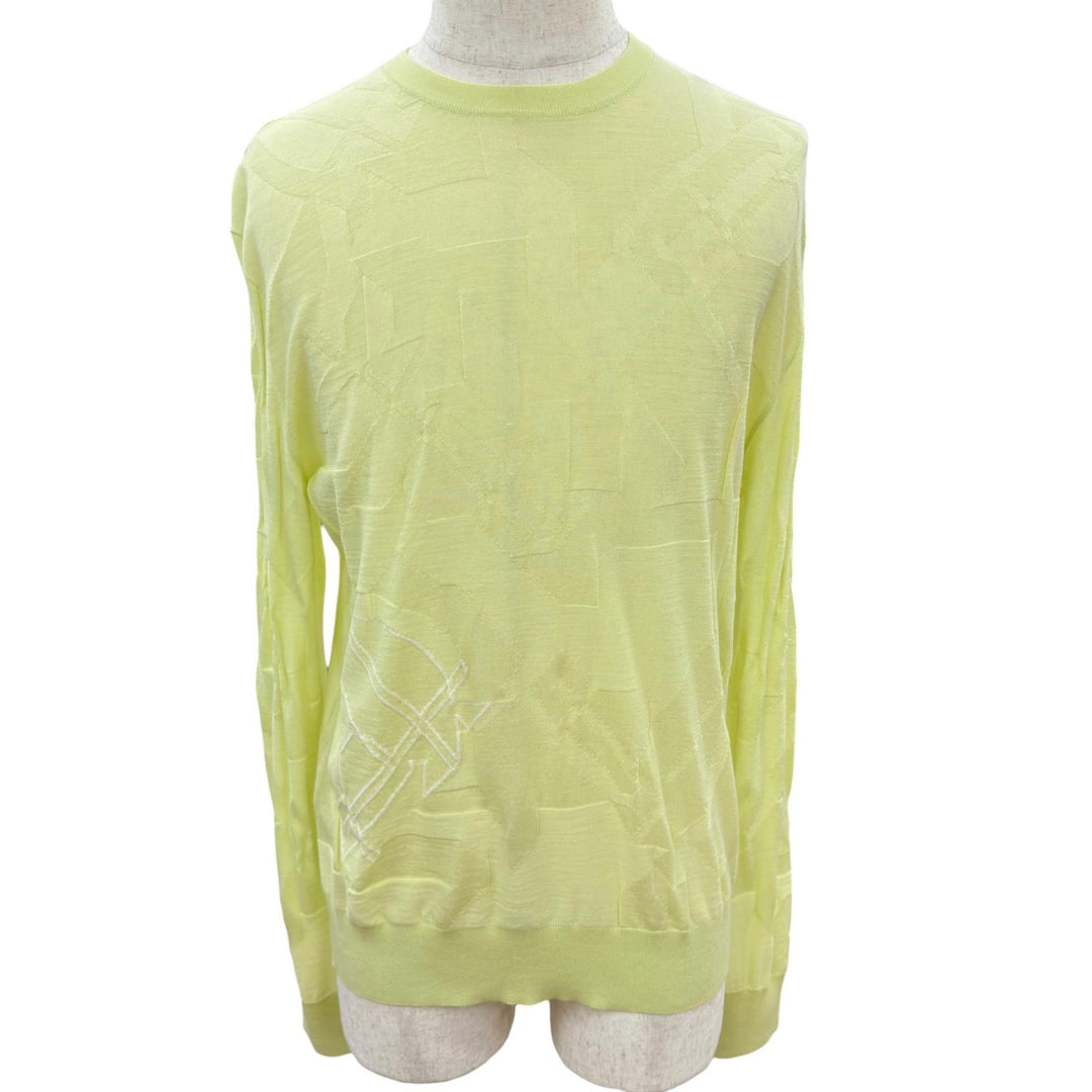 Excellent HERMES Short sleeve knit All-over print ribbed knit top wool S