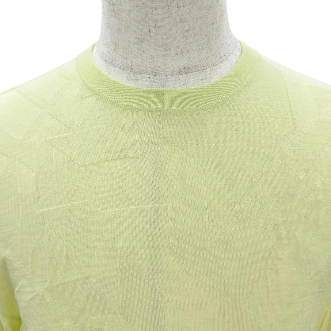 Excellent HERMES Short sleeve knit All-over print ribbed knit top wool S