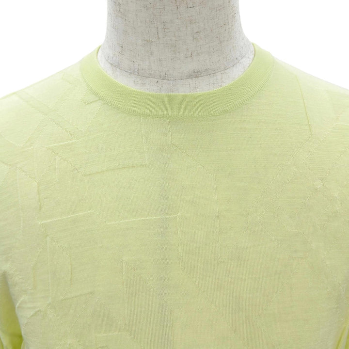 Excellent HERMES Short sleeve knit All-over print ribbed knit top wool S