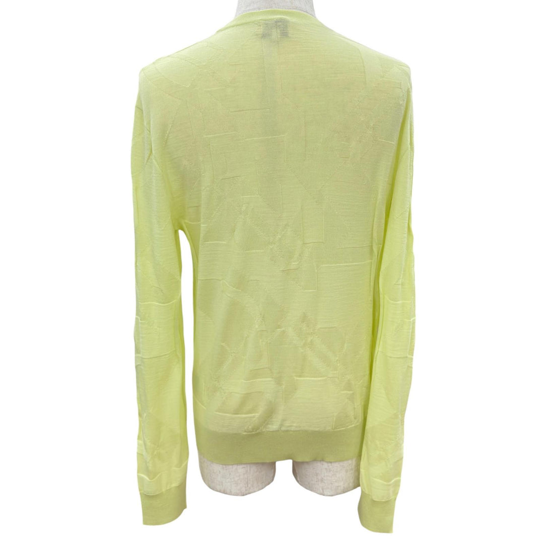 Excellent HERMES Short sleeve knit All-over print ribbed knit top wool S