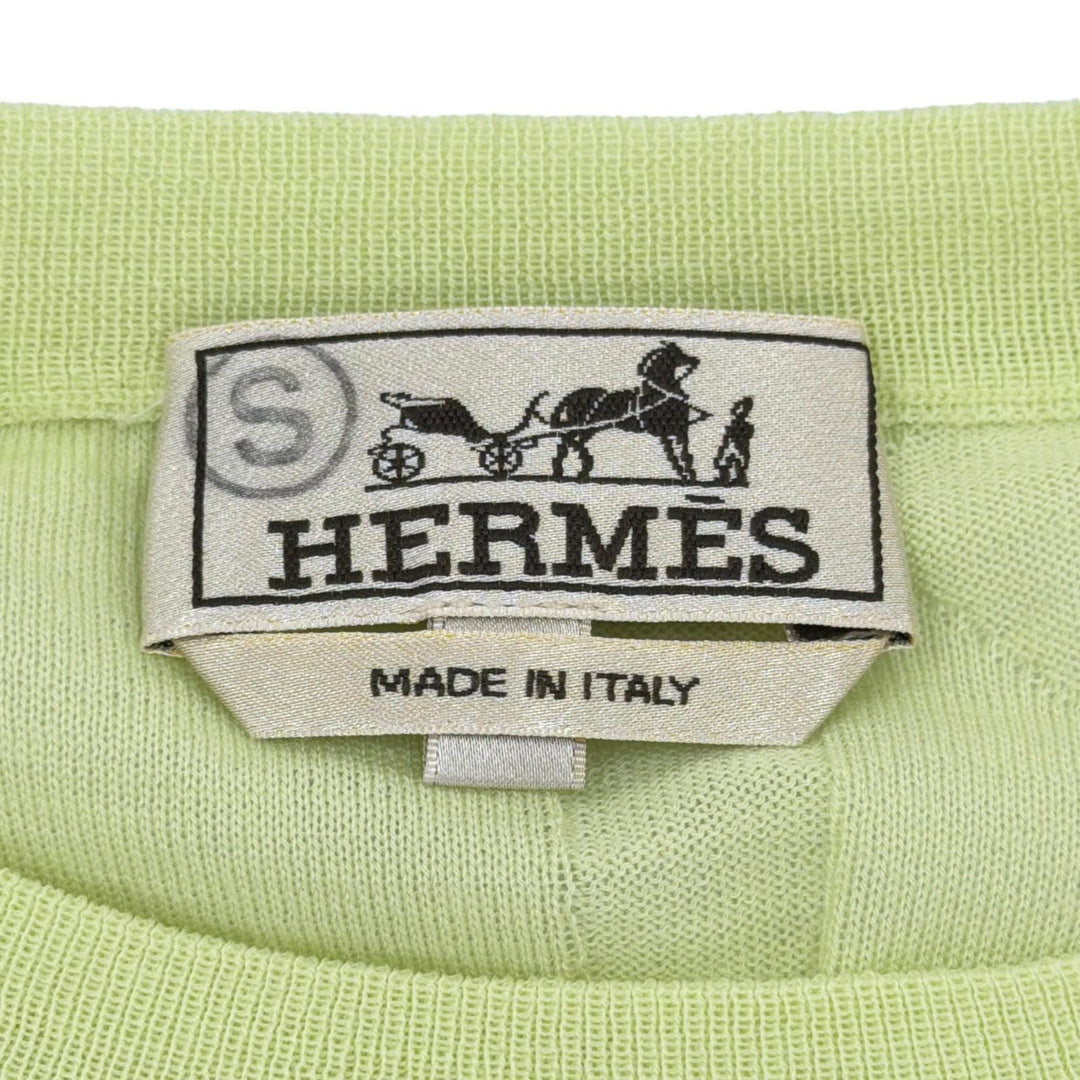 Excellent HERMES Short sleeve knit All-over print ribbed knit top wool S