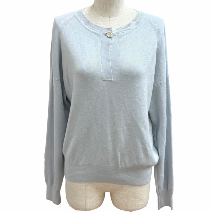 Excellent HERMES knit Ex-Libris Logo Button Long Sleeve cashmere 38 3H2632D6