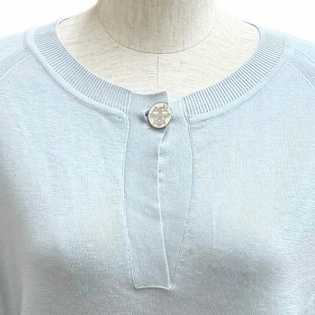 Excellent HERMES knit Ex-Libris Logo Button Long Sleeve cashmere 38 3H2632D6