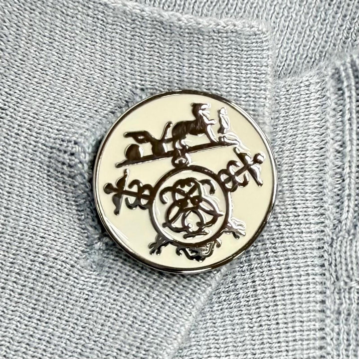 Excellent HERMES knit Ex-Libris Logo Button Long Sleeve cashmere 38 3H2632D6