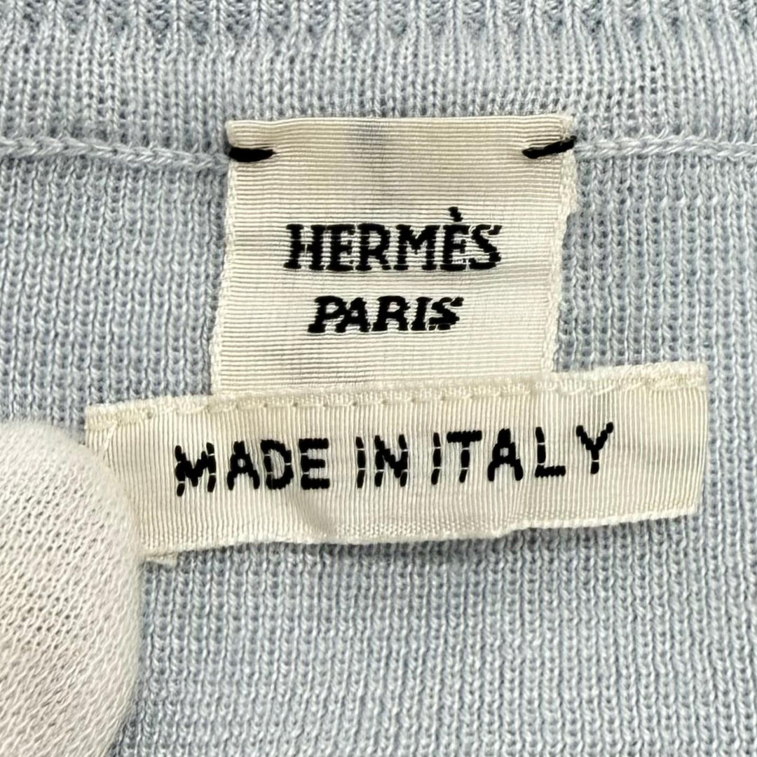 Excellent HERMES knit Ex-Libris Logo Button Long Sleeve cashmere 38 3H2632D6