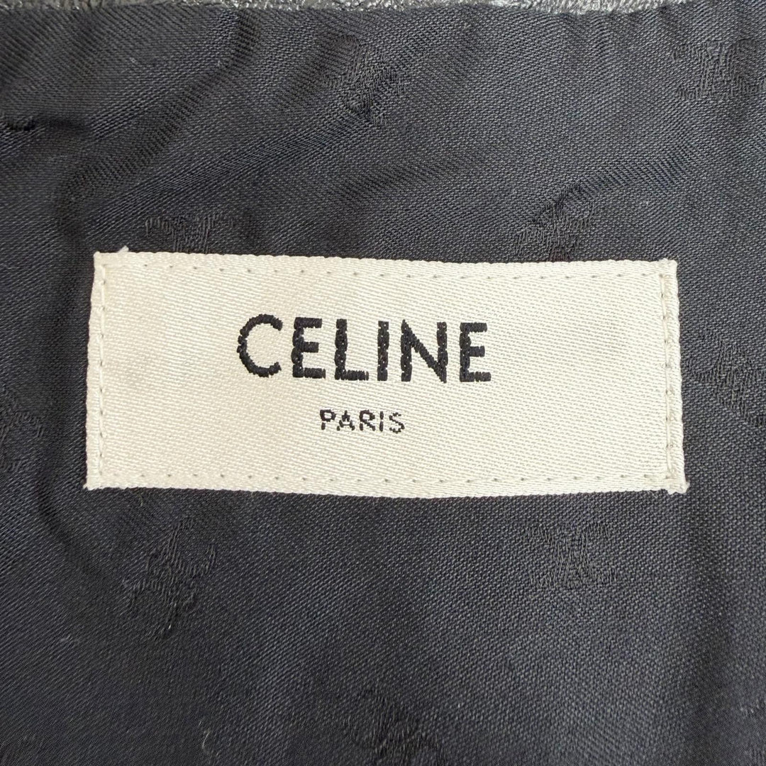 Pristine CELINE Best Triomphe gold button lambskin vest gilet black 38 2O112050O