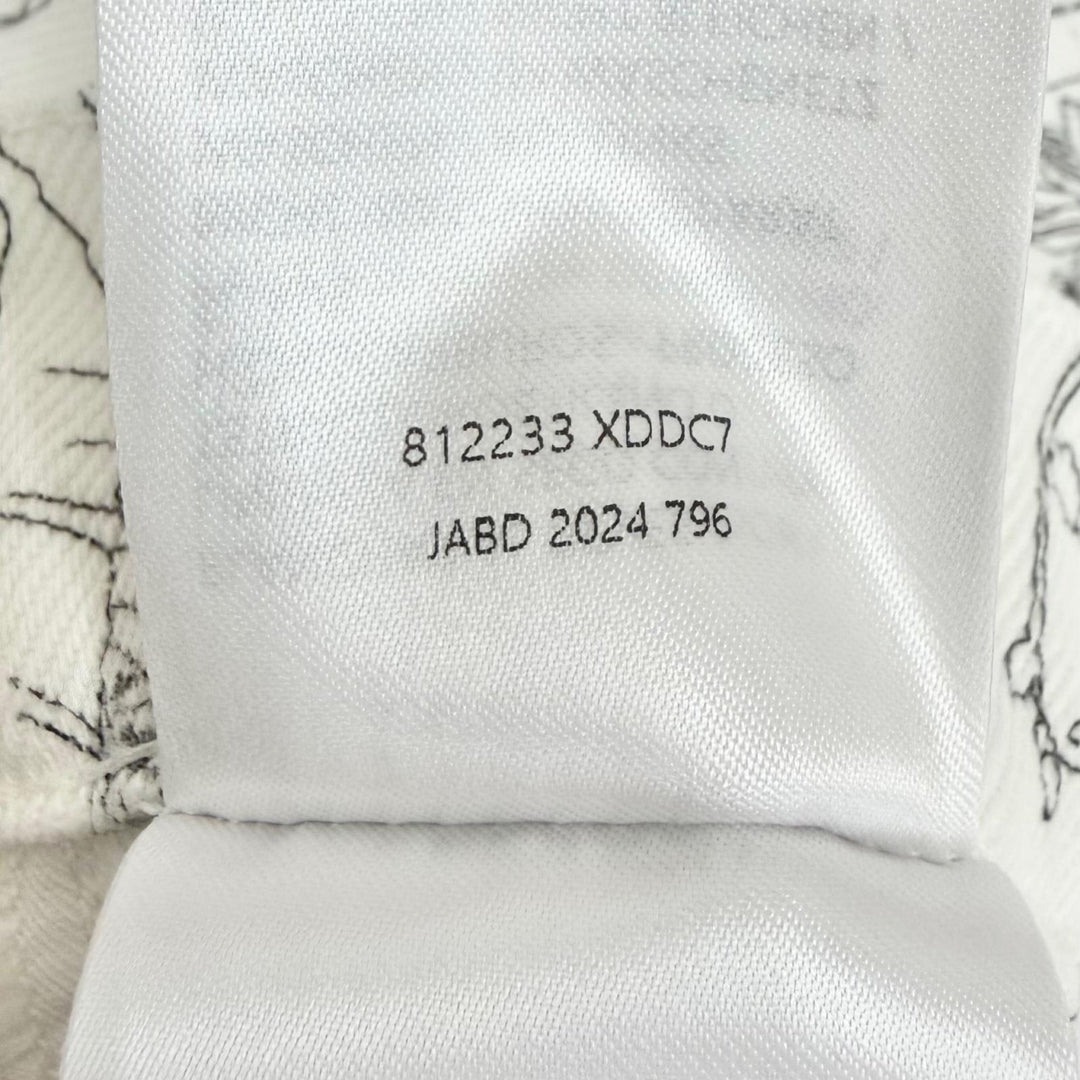 Pristine GUCCI Pants Logo leather patch with floral print white 24 812233 XDDC7
