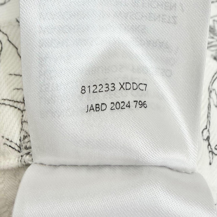 Pristine GUCCI Pants Logo leather patch with floral print white 24 812233 XDDC7