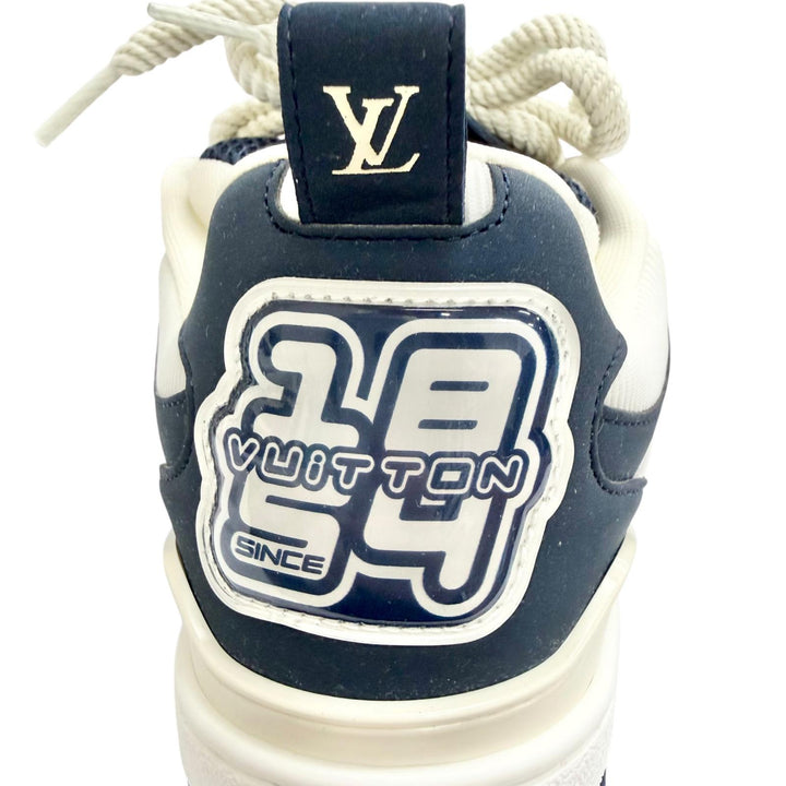 Pristine LOUIS VUITTON sneakers Logo Monogram Flower Leather Mesh Navy 36.5