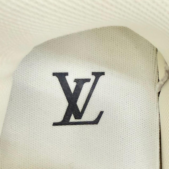 Pristine LOUIS VUITTON sneakers Logo Monogram Flower Leather Mesh Navy 36.5