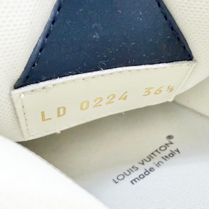 Pristine LOUIS VUITTON sneakers Logo Monogram Flower Leather Mesh Navy 36.5
