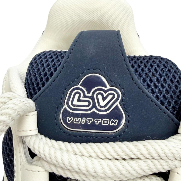 Pristine LOUIS VUITTON sneakers Logo Monogram Flower Leather Mesh Navy 36.5