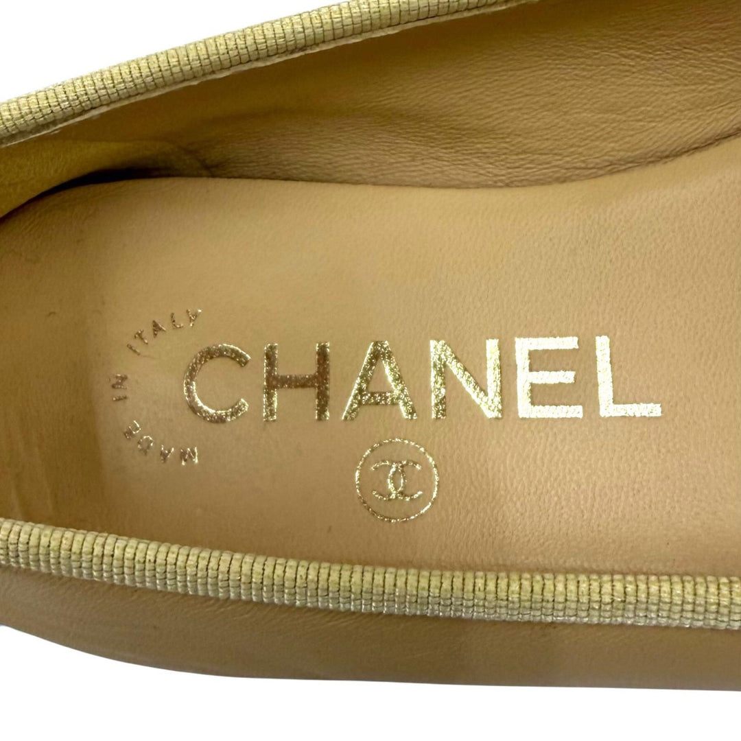 Great CHANEL pumps ballerina Ribbon-attached leather flats leather 34 G02819