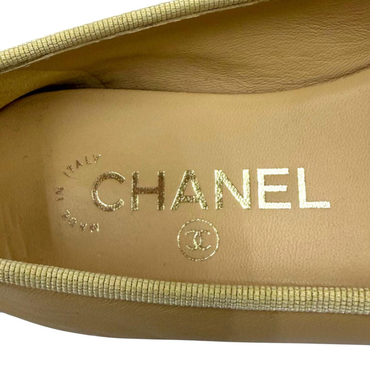 Great CHANEL pumps ballerina Ribbon-attached leather flats leather 34 G02819