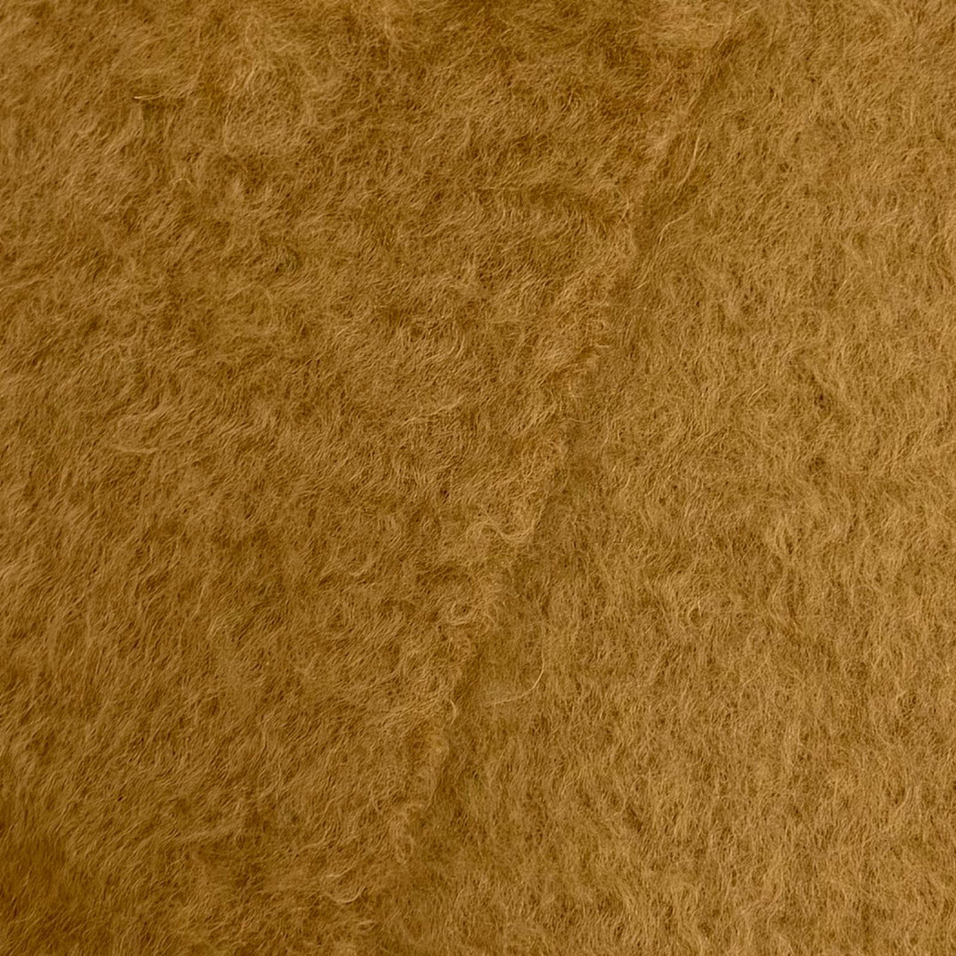 Excellent LOEWE Scarf Leather Anagram patch with fringe Brown mohair A-28003861