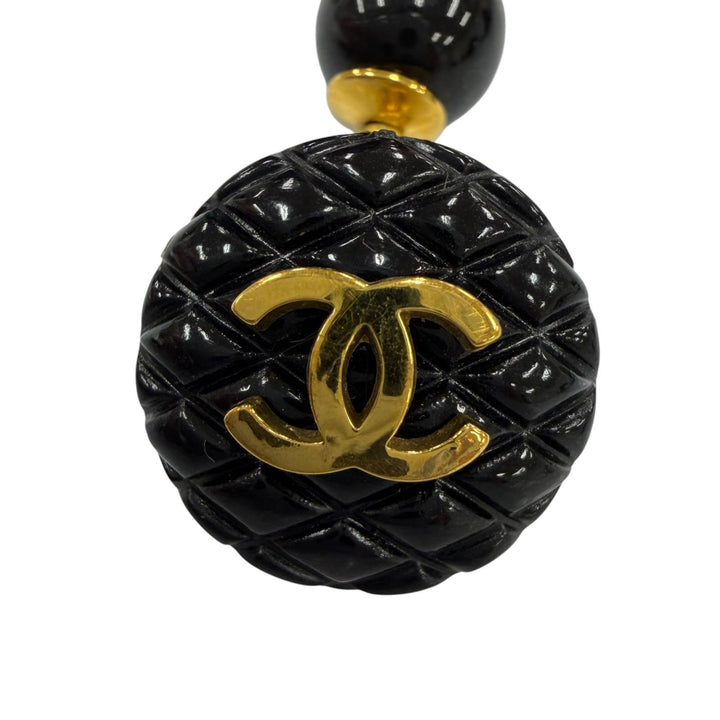 Very Good CHANEL Cufflinks cufflinks COCO Mark Matte Lacquer black Women 94P