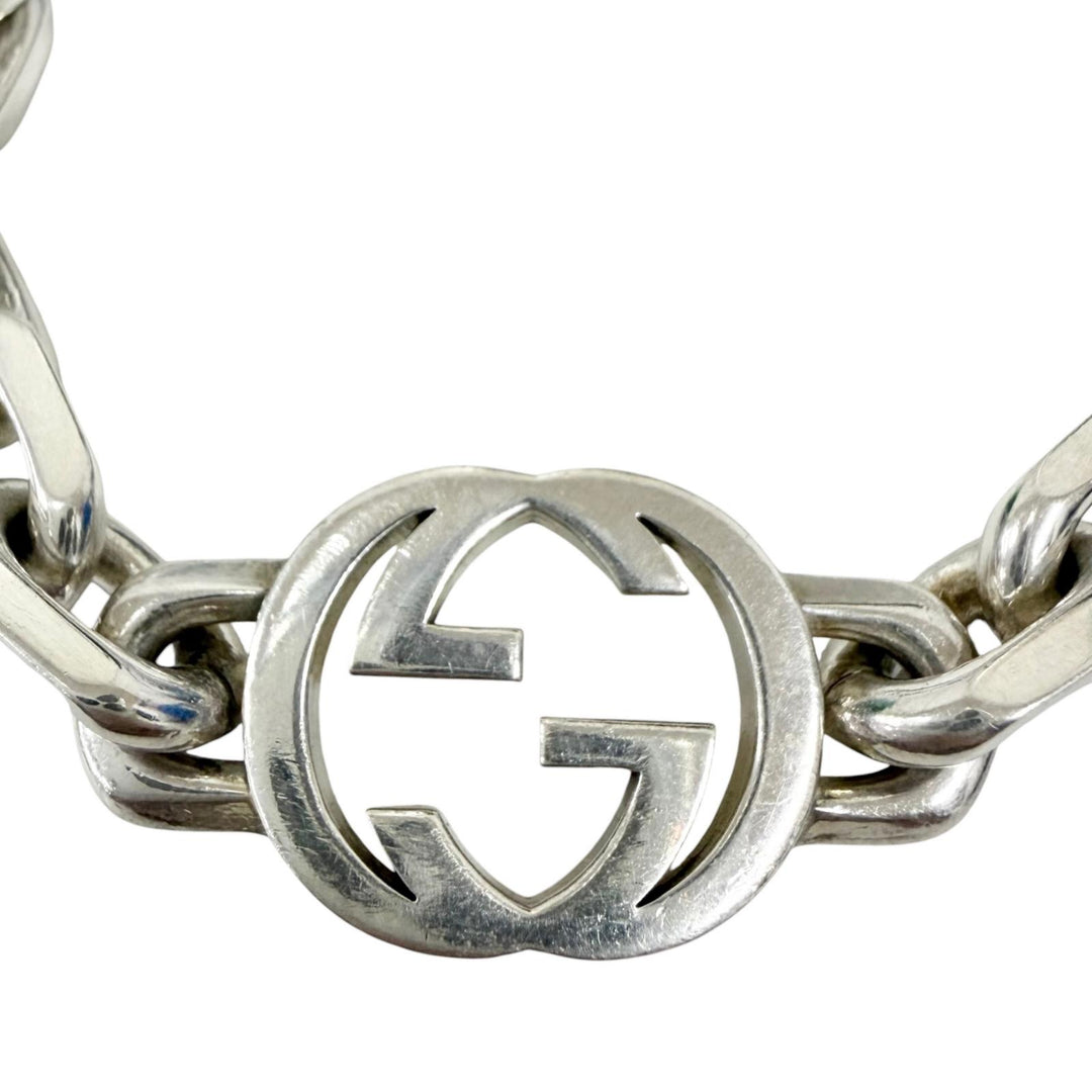 Very Good GUCCI bracelet Interlocking G Chain Silver AG925 mens 19 627068