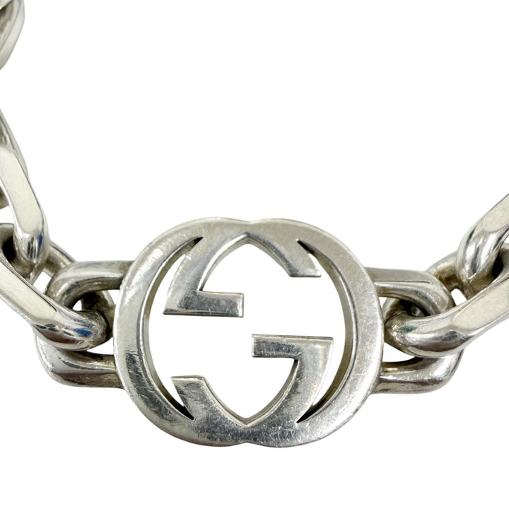 Very Good GUCCI bracelet Interlocking G Chain Silver AG925 mens 19 627068