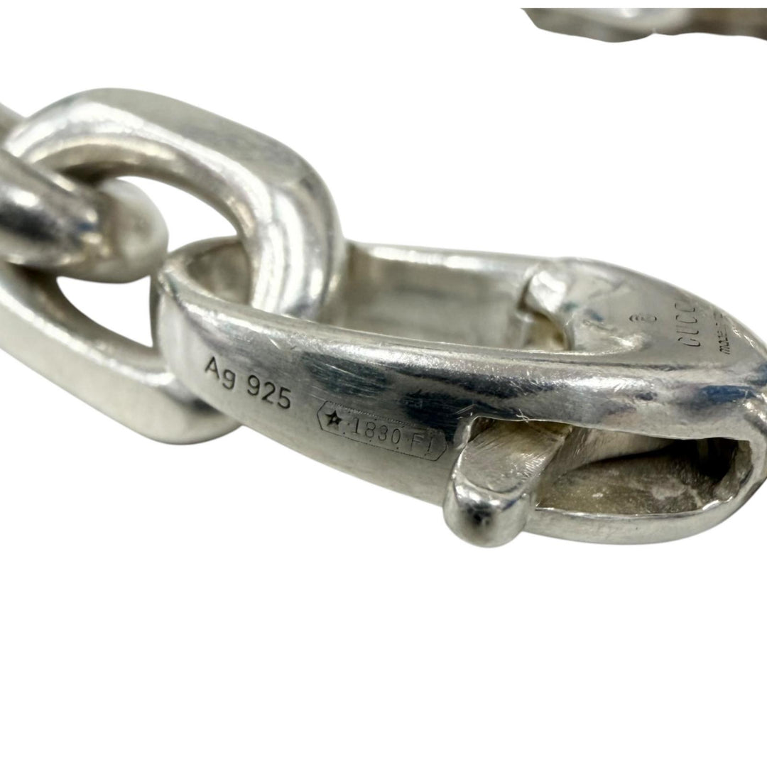 Very Good GUCCI bracelet Interlocking G Chain Silver AG925 mens 19 627068