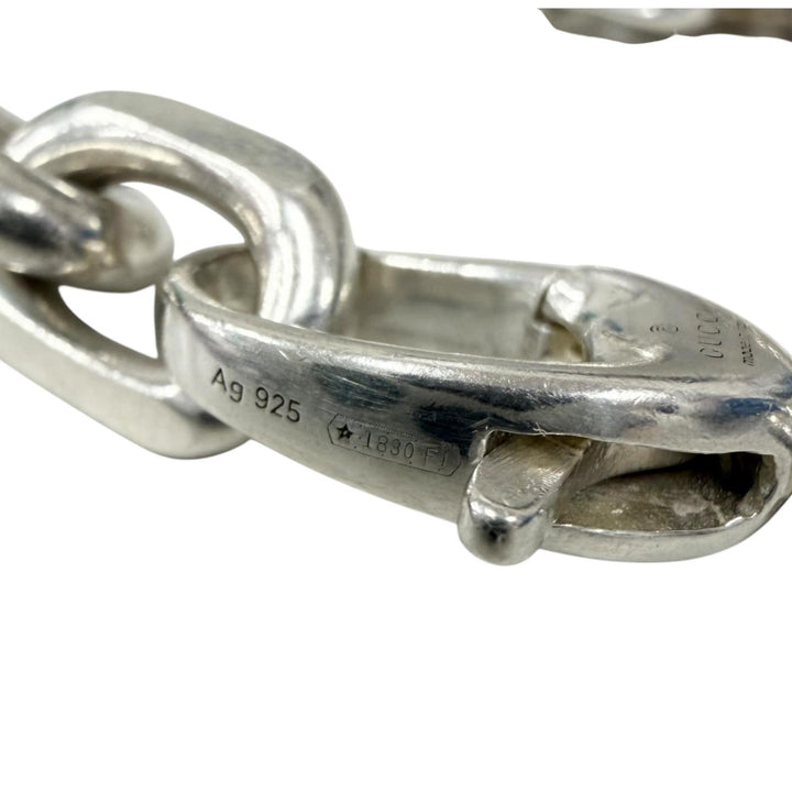 Very Good GUCCI bracelet Interlocking G Chain Silver AG925 mens 19 627068