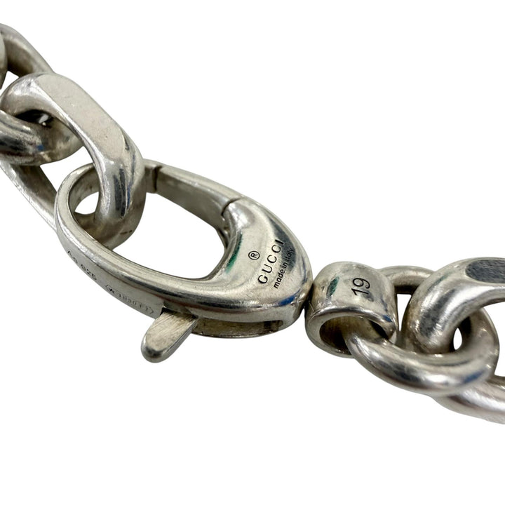 Very Good GUCCI bracelet Interlocking G Chain Silver AG925 mens 19 627068