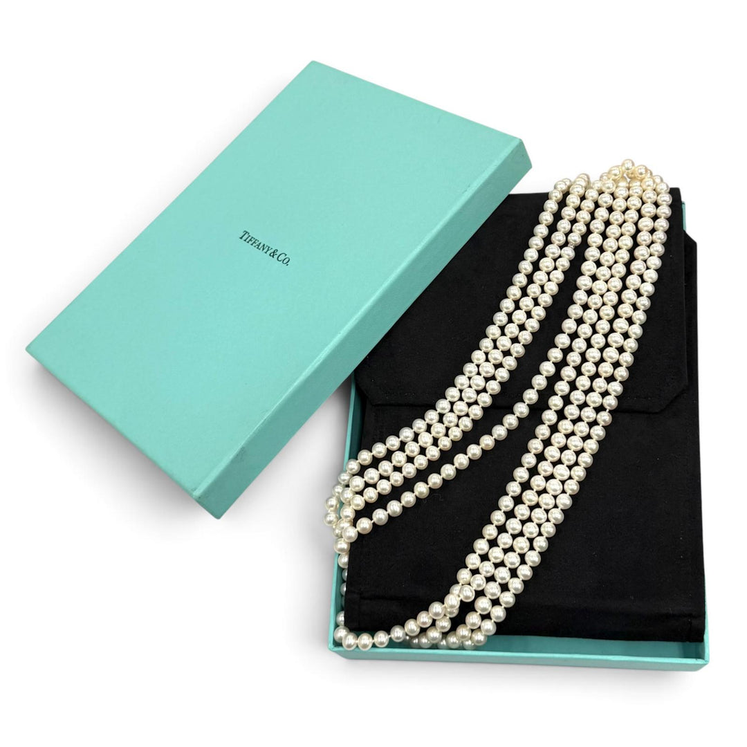 Excellent TIFFANY&Co. Necklace long pearl White system Pearl Women