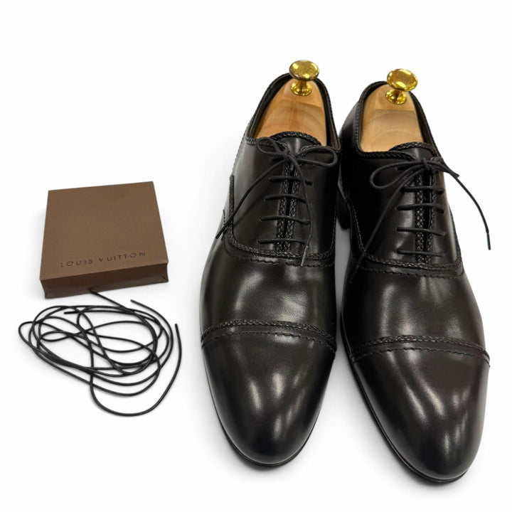 Pristine LOUIS VUITTON Leather shoes Straight tip, lace-up, inner wing black 7