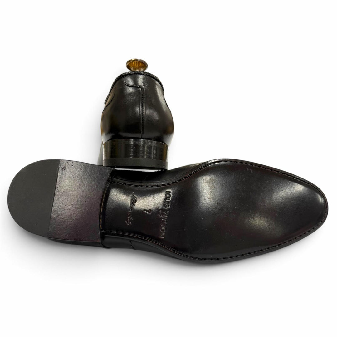 Pristine LOUIS VUITTON Leather shoes Straight tip, lace-up, inner wing black 7