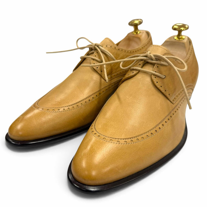 Pristine GIORGIO ARMANI Leather shoes U-tip lace-up beige leather mens 40