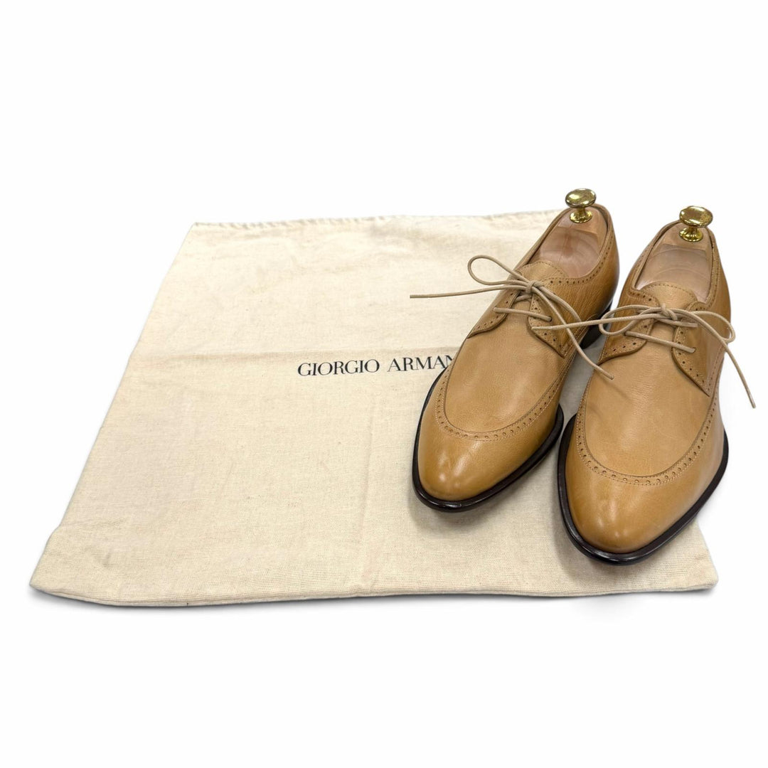 Pristine GIORGIO ARMANI Leather shoes U-tip lace-up beige leather mens 40