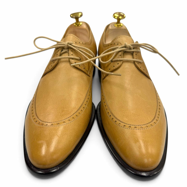 Pristine GIORGIO ARMANI Leather shoes U-tip lace-up beige leather mens 40