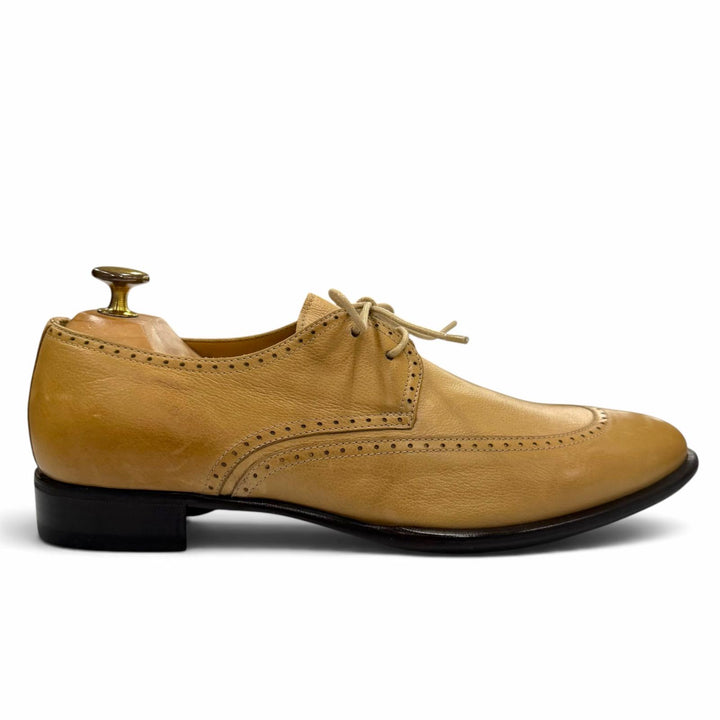 Pristine GIORGIO ARMANI Leather shoes U-tip lace-up beige leather mens 40