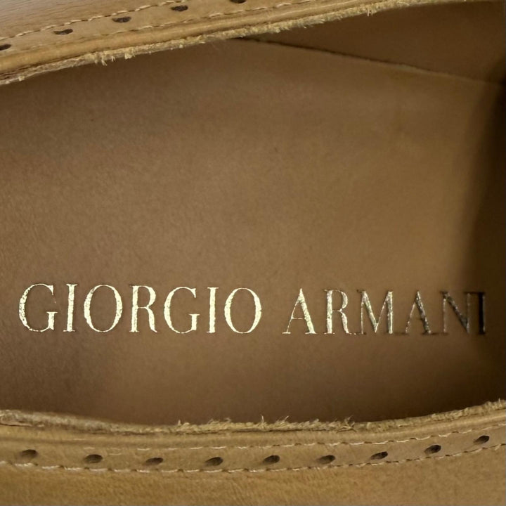 Pristine GIORGIO ARMANI Leather shoes U-tip lace-up beige leather mens 40