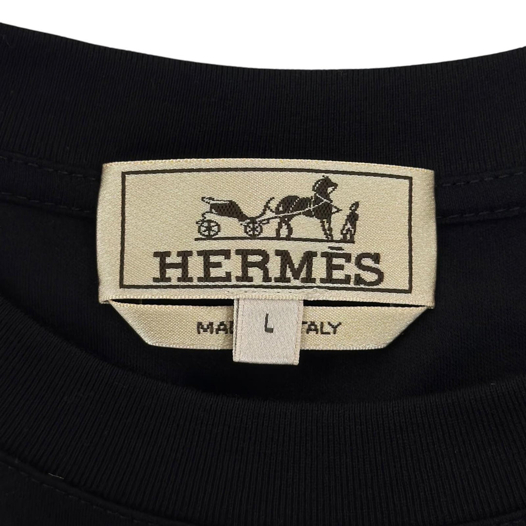 Excellent HERMES Short sleeve T-shirt Ashval Crewneck black cotton L H657800HA