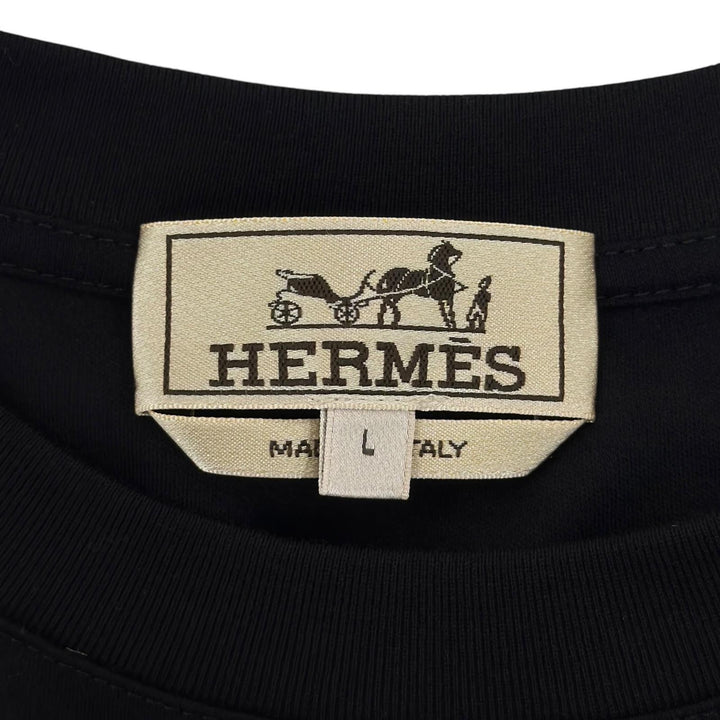 Excellent HERMES Short sleeve T-shirt Ashval Crewneck black cotton L H657800HA