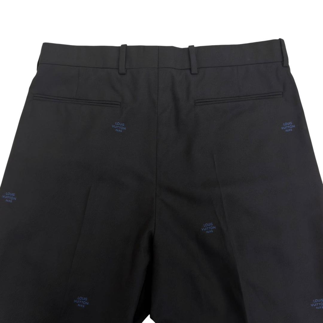 Excellent LOUIS VUITTON Pants Damier tailored shorts black wool mens 44