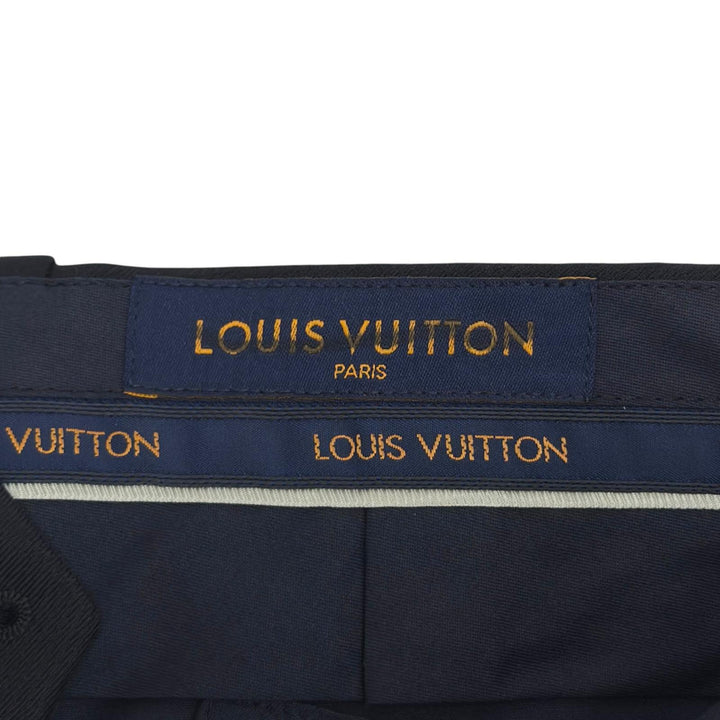Excellent LOUIS VUITTON Pants Damier tailored shorts black wool mens 44