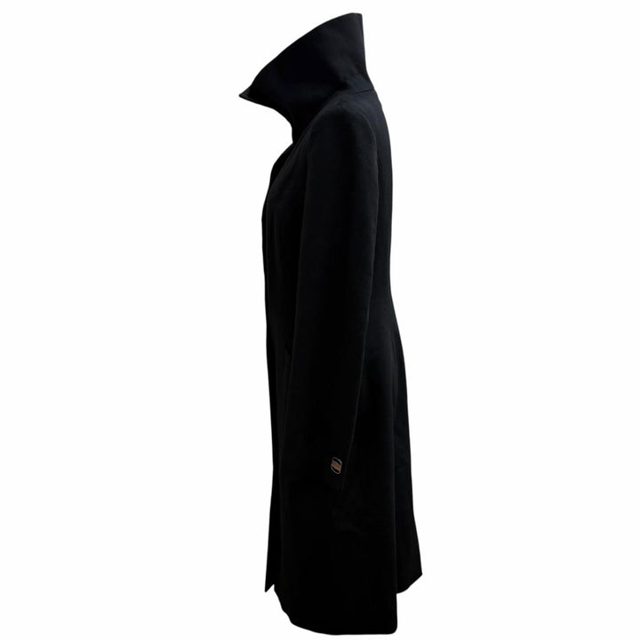 Great Salvatore Ferragamo coat Vara Button Stand Collar Long black Camel 40