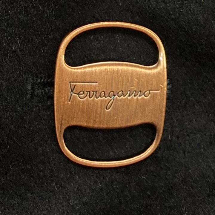 Great Salvatore Ferragamo coat Vara Button Stand Collar Long black Camel 40
