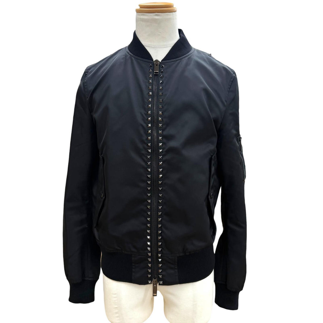Great VALENTINO Bomber jacket black Nylon mens 46 MV3CI1602KP