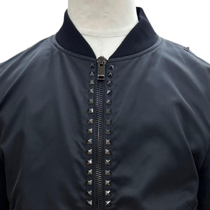 Great VALENTINO Bomber jacket black Nylon mens 46 MV3CI1602KP